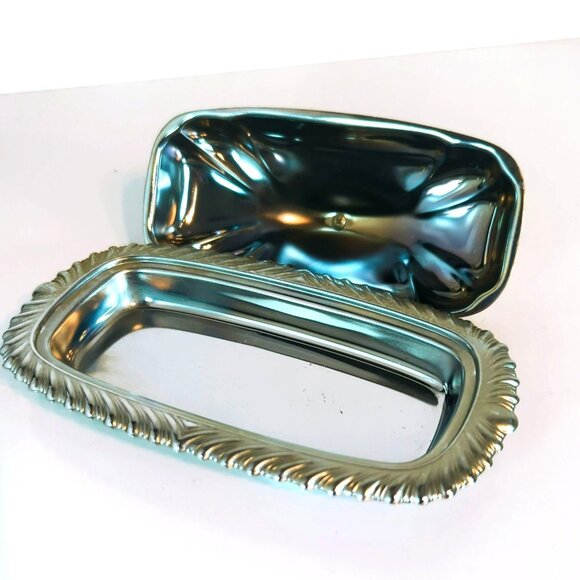 Vintage Shelton-Ware Chrome Butter Dish With Ornate Handle - Picture 6 of 7
